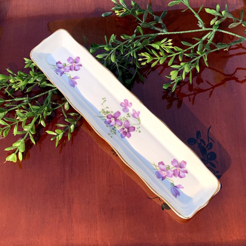 Vtg Hammersley Victorian Violets Trinket Tray Dish